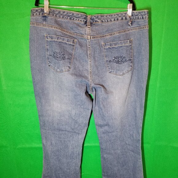 Dear AB Jean Women Size 20 Bootcut Embroidered Cowgirl Dudette Dudess Med Wash - Picture 3 of 9